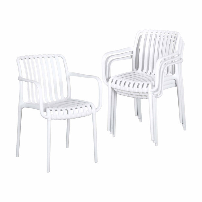 Gardeon 4PC Outdoor Dining Chairs Patio Furniture PP Stackable Chair Garden White