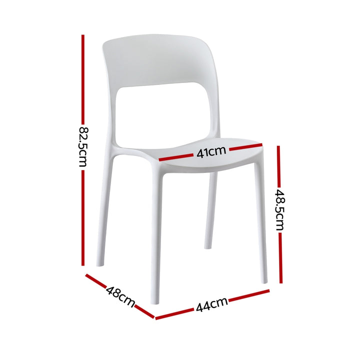 Gardeon 4PC Outdoor Dining Chairs Stackable PP Patio Chair Garden Furniture White