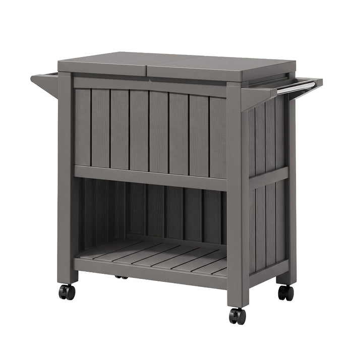 Gardeon Outdoor Storage Cabinet Box 80L Ice Bucket Cooler Rolling Serving Cart Kitchen Trolley Brown