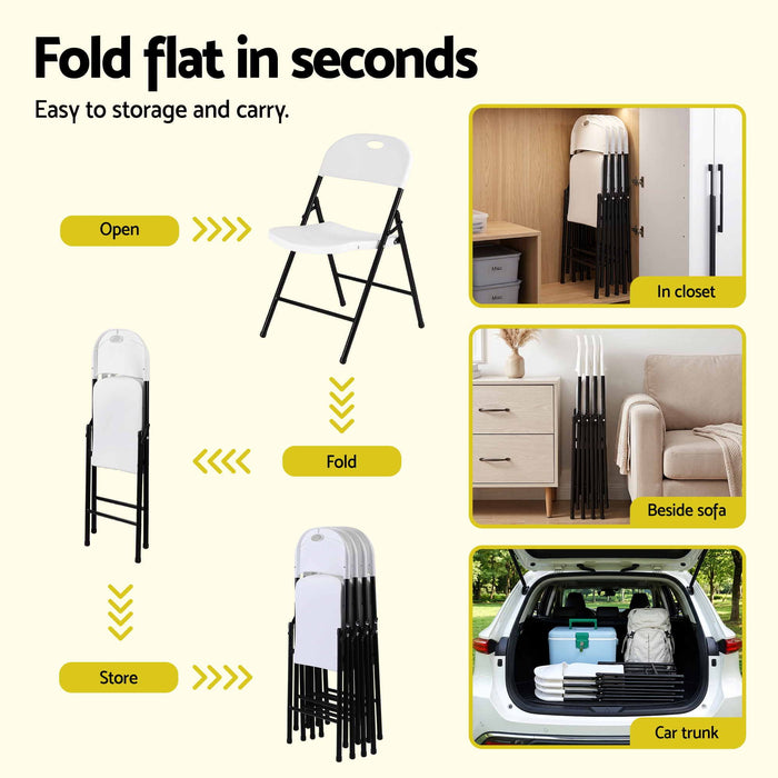 Gardeon 9PCS Outdoor Dining Set 180CM Folding Table and Chairs Patio Furniture White