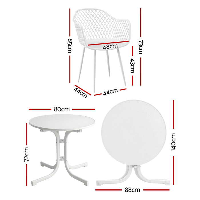 Gardeon 5PCS Outdoor Dining Set Table and Chairs Patio Furniture Garden Diamond White