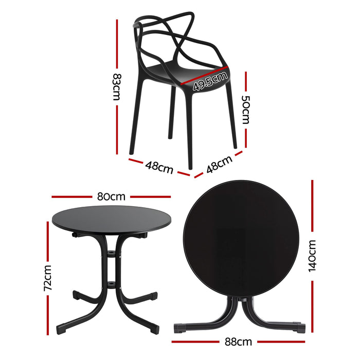 Gardeon 5PCS Outdoor Dining Set Table and Chairs Garden Patio Furniture Entwine Black