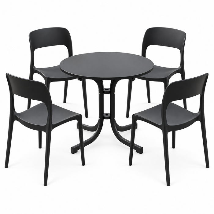 Gardeon 5PCS Outdoor Dining Set Table and Chairs Patio Furniture Garden Black