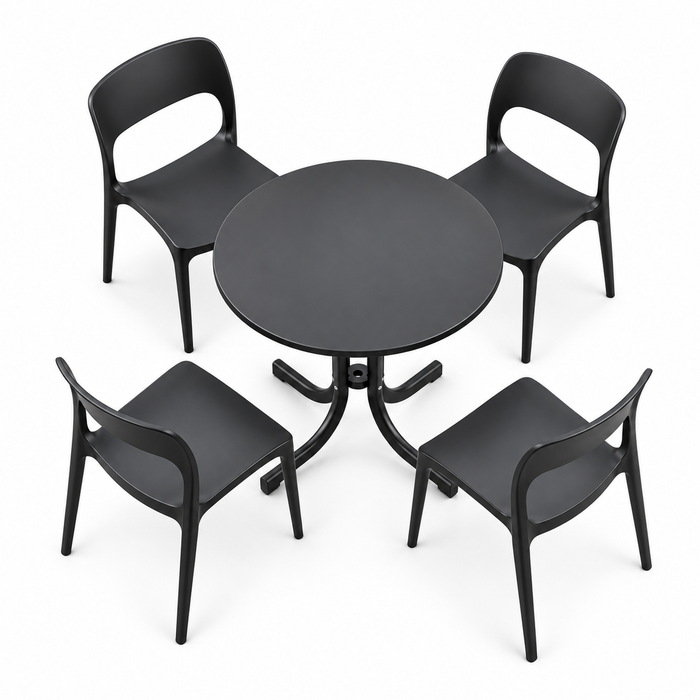 Gardeon 5PCS Outdoor Dining Set Table and Chairs Patio Furniture Garden Black