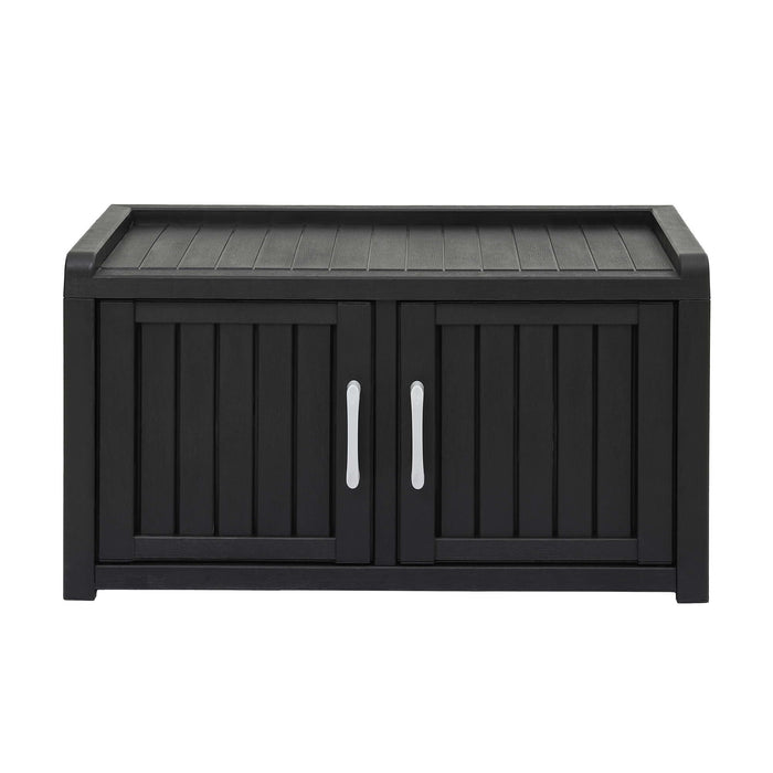 Outdoor Storage Box Bench Shoe Cabinet with Shelf Resin 81cm Black