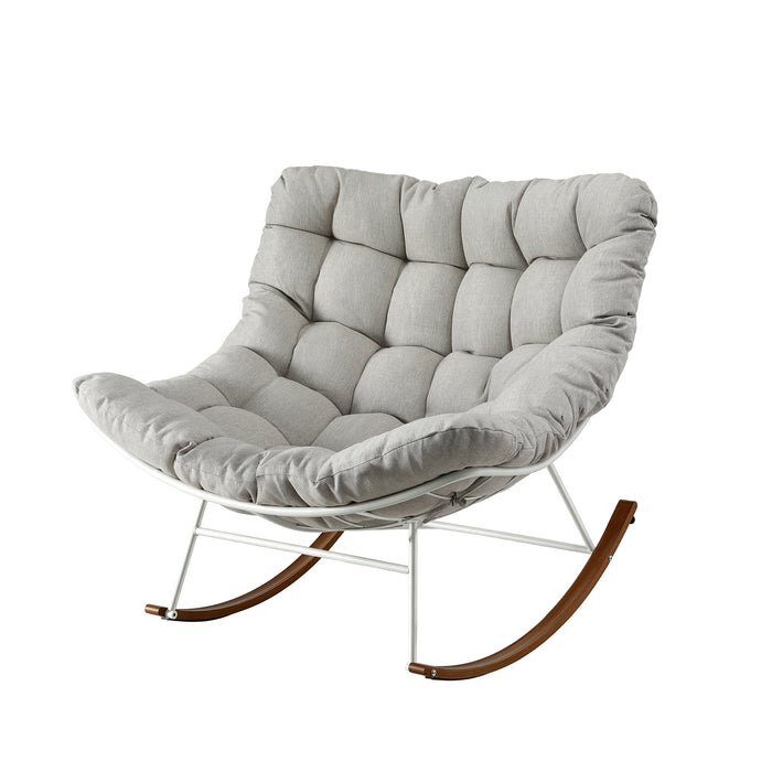 Gardeon Outdoor Rocking Chair Furniture Papasan Recliner Garden Patio Lounge Setting White