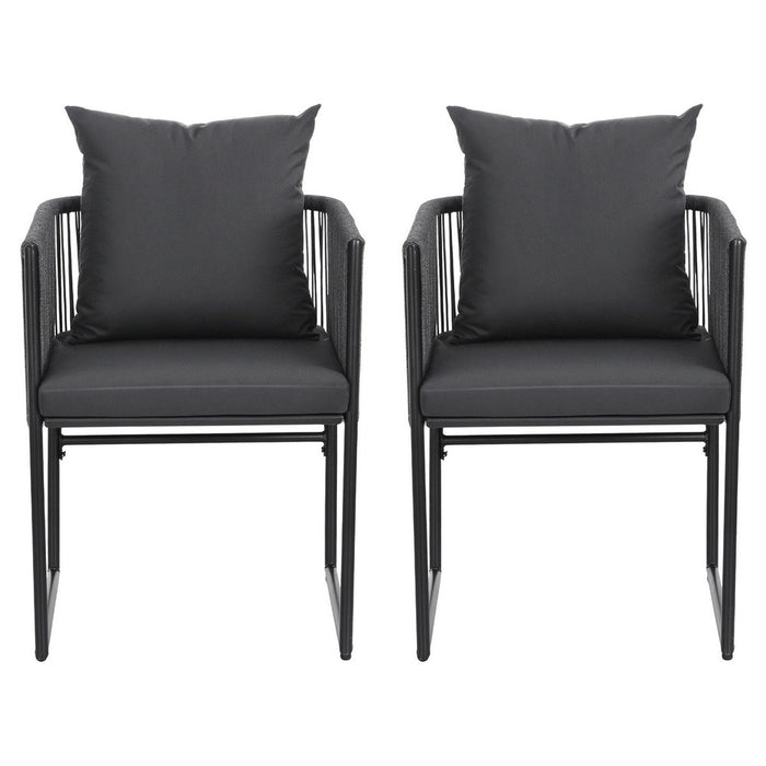 Gardeon 2PC Outdoor Dining Chairs Woven Rope Chair Patio Furniture Garden Steel