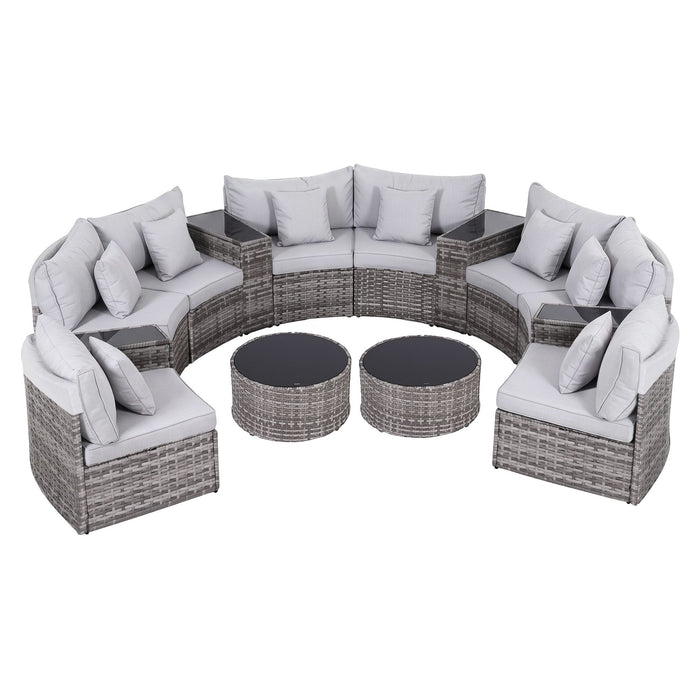 Gardeon 8 Seater Outdoor Sofa Set 14PCS Table Chair Set Rattan Patio Furniture