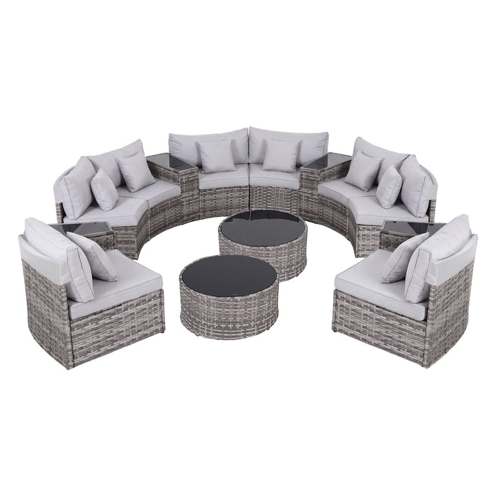 Gardeon 8 Seater Outdoor Sofa Set 14PCS Table Chair Set Rattan Patio Furniture