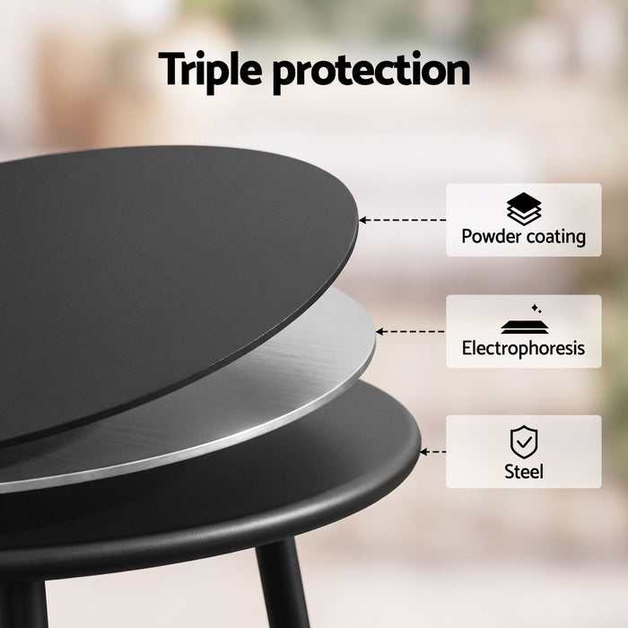 Gardeon Outdoor Side Table Steel Frame for Patio Balcony Garden Black