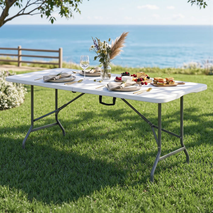 Gardeon 180cm Folding Table Portable Fold-in-Half with Handle Camping Picnic
