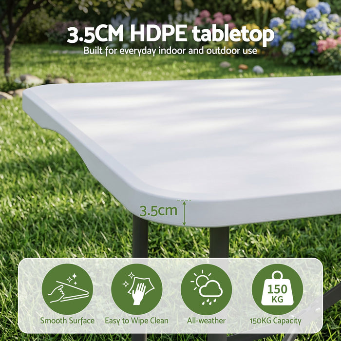 Gardeon 180cm Folding Table Portable Fold-in-Half with Handle Camping Picnic
