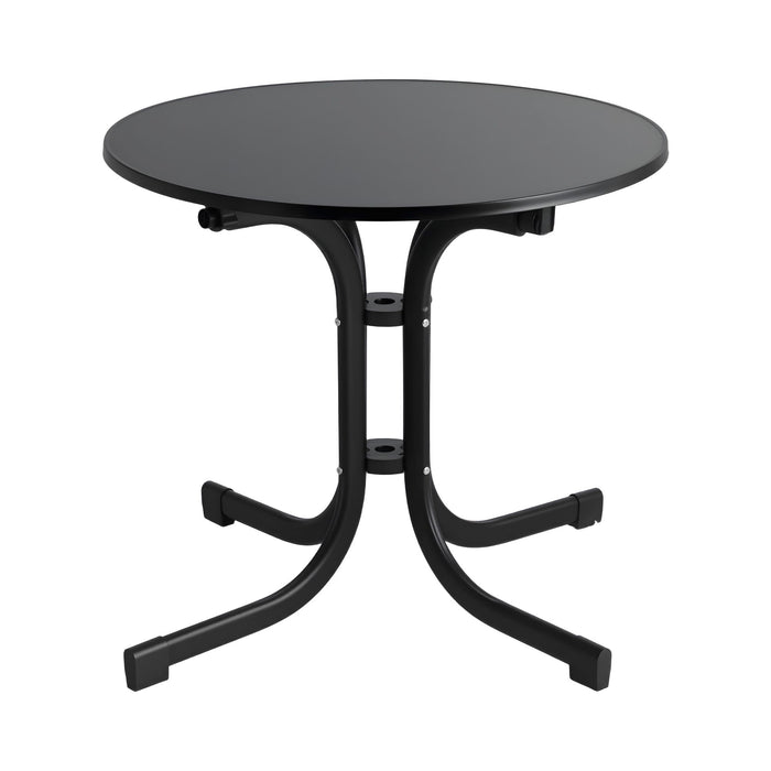Gardeon Outdoor Side Table 80cm Folding Steel Round Bistro Desk Cafe Patio Furniture Black