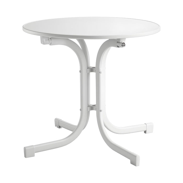Gardeon Outdoor Side Table 80cm Folding Steel Round Bistro Desk Cafe Patio Furniture White