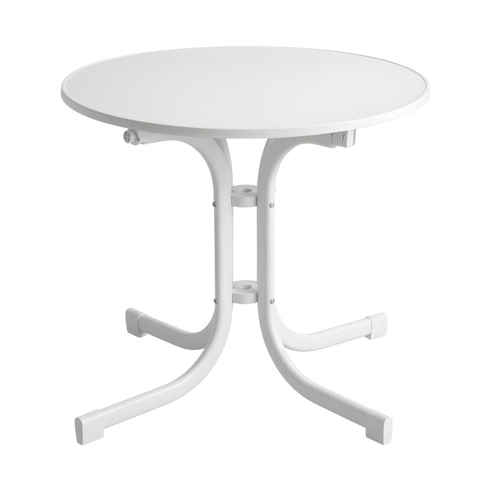 Gardeon Outdoor Side Table 80cm Folding Steel Round Bistro Desk Cafe Patio Furniture White