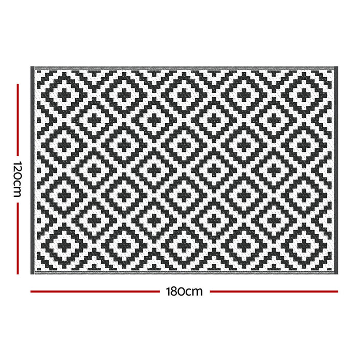 Gardeon Outdoor Rugs 120x180cm Large Carpet Reversible Area Mat PP Dual-Sided Patio Rug Cross