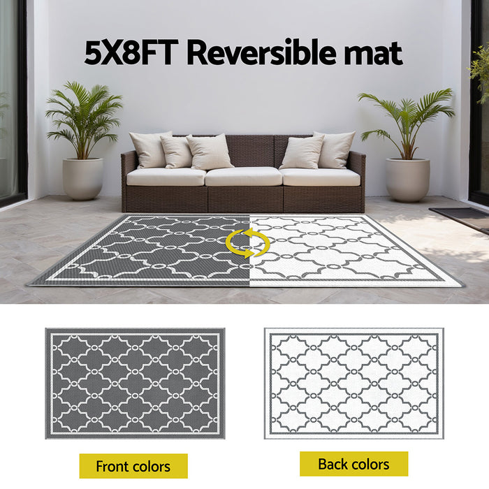 Gardeon Outdoor Rugs 152x244cm Large Carpet Reversible Area Mat PP Dual-Sided Patio Rug Maroc