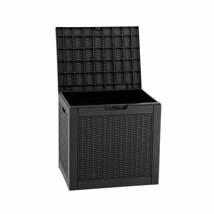 Gardeon Outdoor Storage Box 118L Container Lockable Garden Toy Tool Rattan-Texture Black