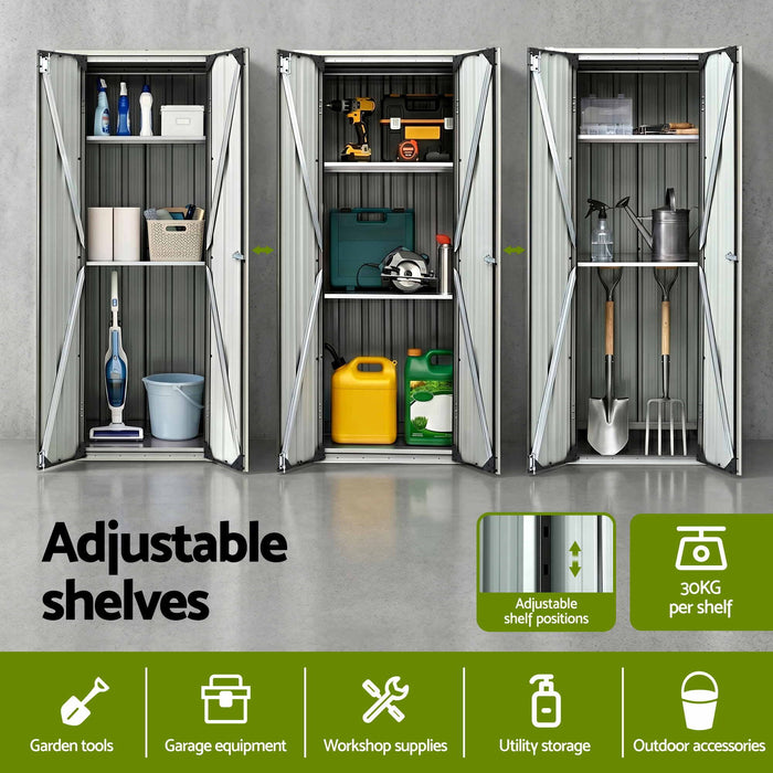 Gardeon Outdoor Storage Cabinet Garden Shed Tool Lockable Cupboard Steel Adjustable Shelves