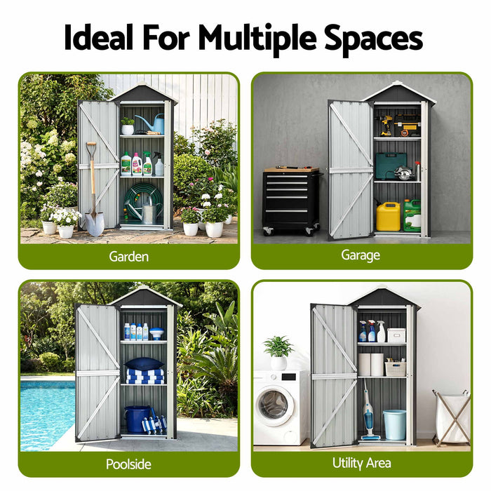 Gardeon Outdoor Storage Cabinet Garden Shed Steel Tool Lockable Cupboard Adjustable Shelves