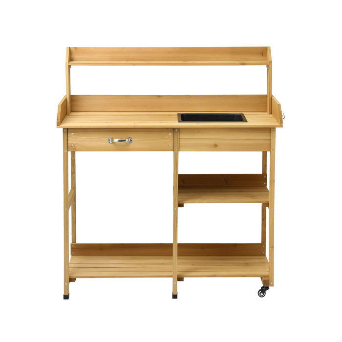 Gardeon Outdoor Potting Bench Table Storage Cabinet Potters Garden Workstation Natural