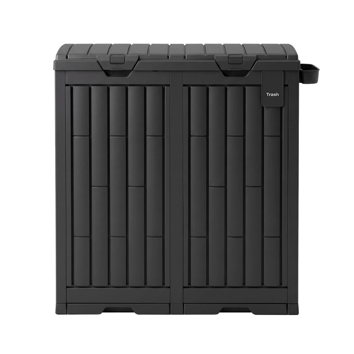 Gardeon Outdoor Trash Cans Dual Compartment Trash Can 220L Black
