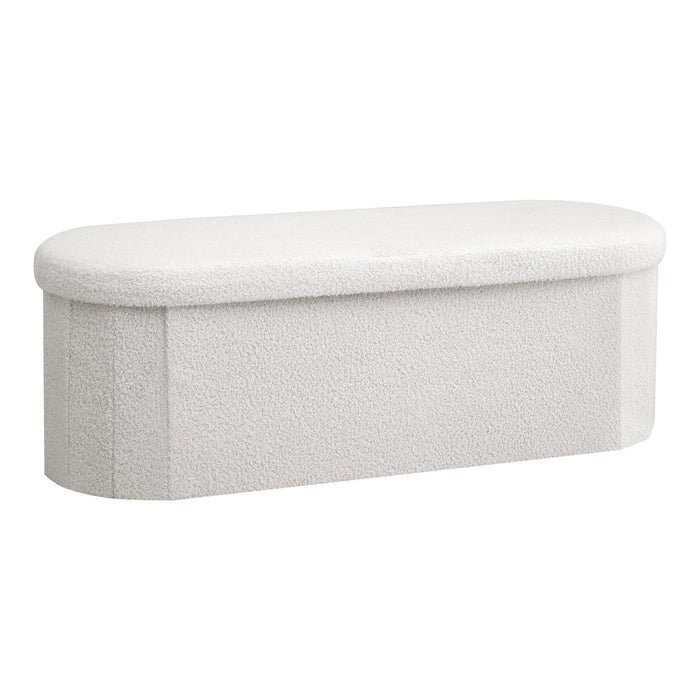 Artiss Storage Ottoman Foot Stool Rest Boucle Fabric Foldable White