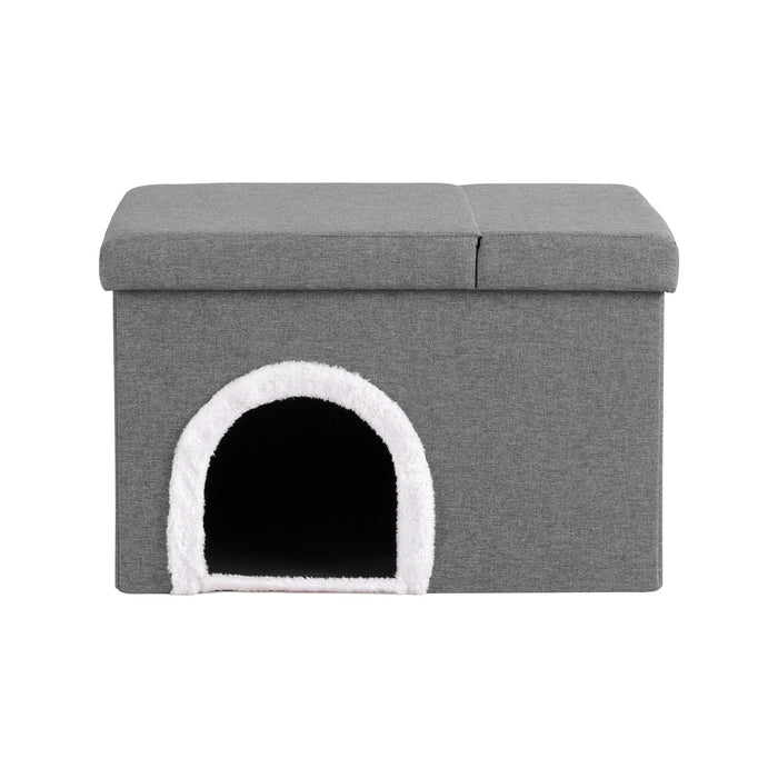 Artiss Storage Ottoman Foot Stool Cat Litter Box Enclosure Foldable Grey