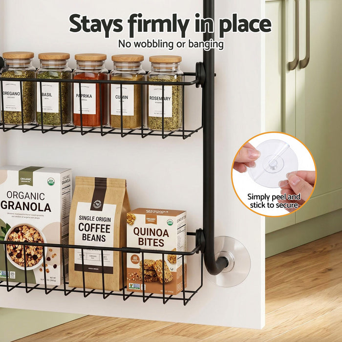 Artiss Over Door Storage Hanger Pantry 6-Tier Metal Hook Hanging Organiser Black