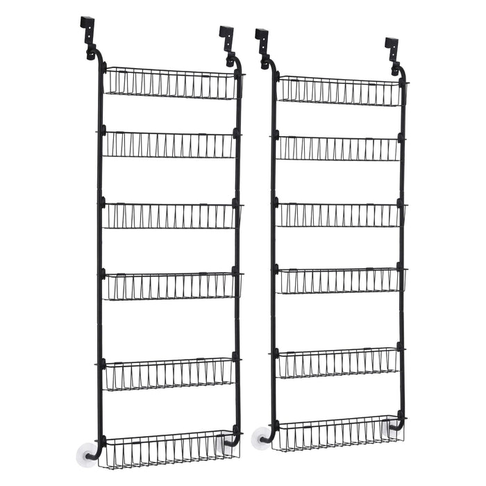 Artiss 2x Over Door Storage Pantry Organiser 6-Tier Metal Hanger Hook Black