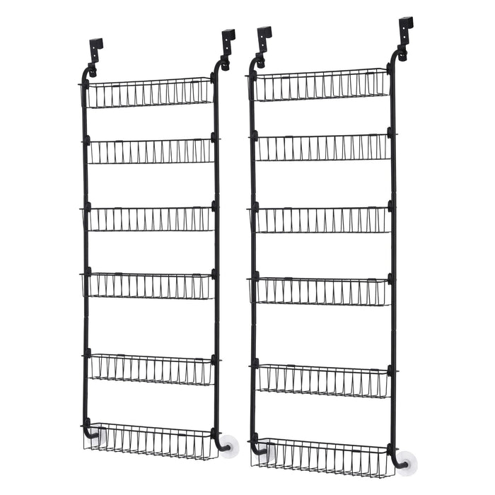 Artiss 2x Over Door Storage Pantry Organiser 6-Tier Metal Hanger Hook Black
