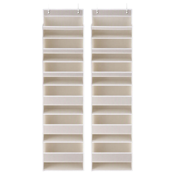 Artiss 2X Over Door Storage Hangers Pantry 6-Tier Organiser Pockets Fabric Beige
