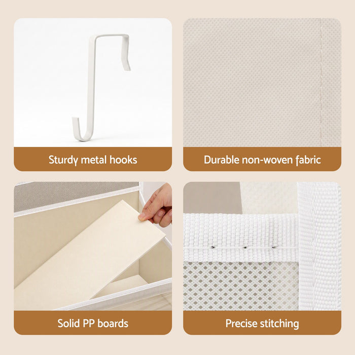 Artiss 2X Over Door Storage Hangers Pantry 6-Tier Organiser Pockets Fabric Beige