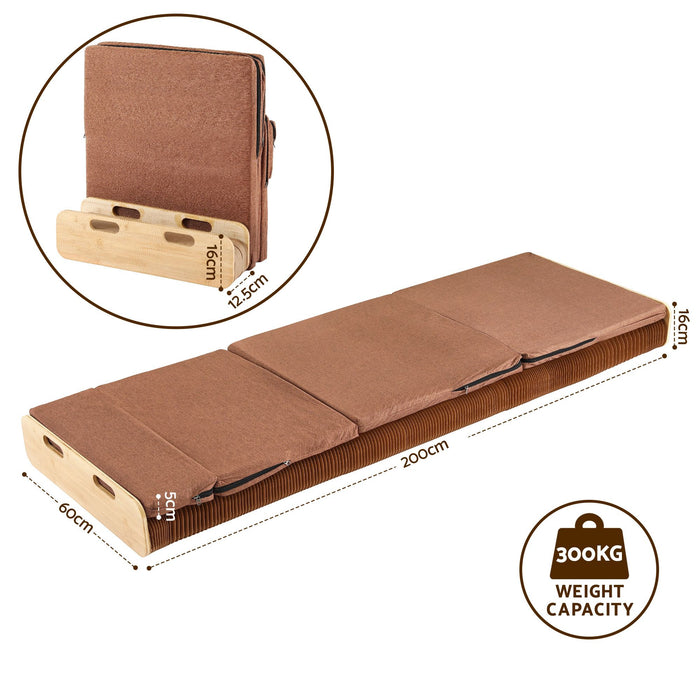 Artiss Folding Kraft Paper Bed Frame with Mattress and Pillow 300kg Capacity 200x60cm