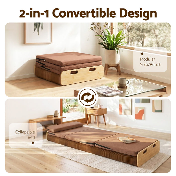Artiss Folding Kraft Paper Bed Frame with Mattress and Pillow 300kg Capacity 200x60cm
