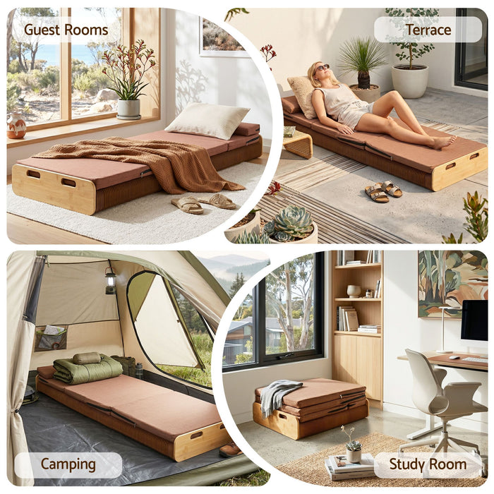 Artiss Folding Kraft Paper Bed Frame with Mattress and Pillow 300kg Capacity 200x60cm