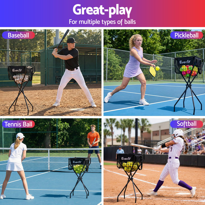 Everfit Portable Ball Cart Foldable Pickleball Tennis Baseball Softball