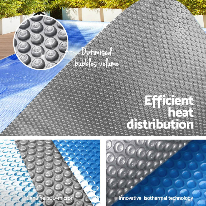 Aqua Buddy Pool Cover 11x6.2m 400 Micron Silver Swimming Pool Solar Blanket 6.55m Roller