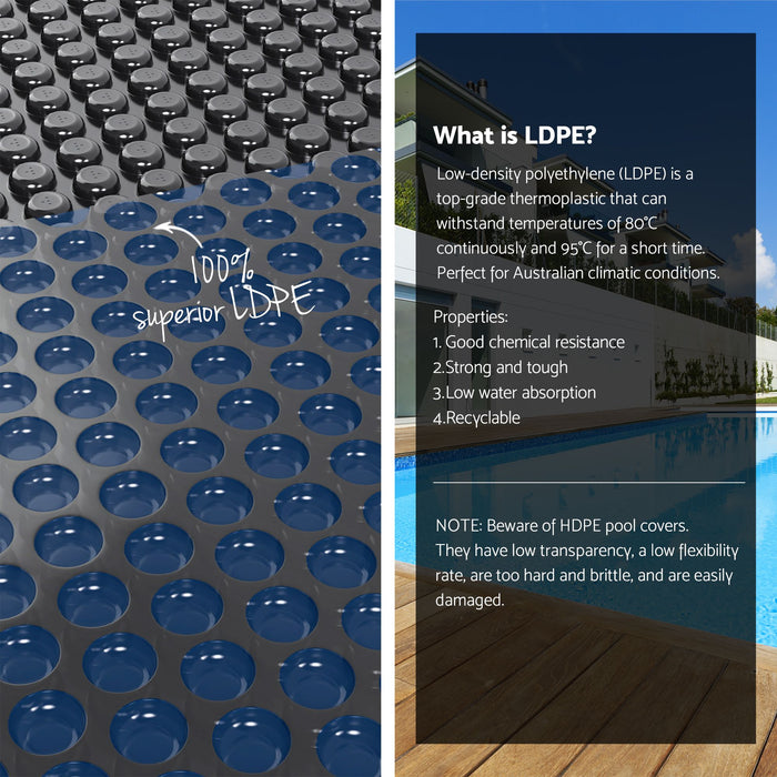Aqua Buddy Pool Cover 500 Micron 6.5x3m w/ Blue Roller 5.55m Swimming Pools Black Solar Blanket