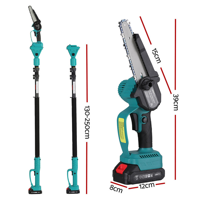 Giantz Telescopic Pole Chainsaw 6 Inch Cordless Tree Trimmer Kit 20V Battery
