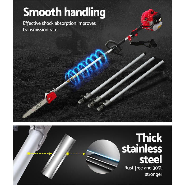 Giantz 65CC Pole Chainsaw Hedge Trimmer Brush Cutter Whipper Snipper 7-in-1 5.6m