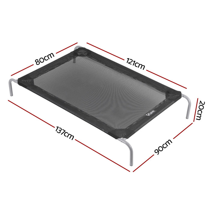 i.Pet Pet Dog Bed Elevated Trampoline Durable Raised Heavy Duty Large Dogs 90x137cm Black