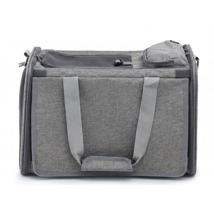 i.Pet Pet Carrier Bag Foldable Dog Cat Durable Crate Travel Cage Portable Car Kennel Grey