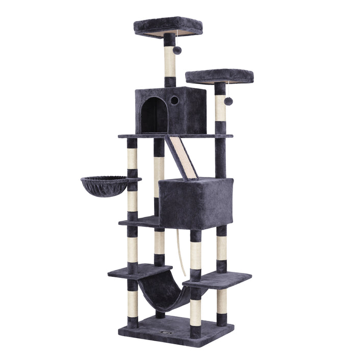 i.Pet Cat Tree Tower 206cm Large Scratching Post Furniture Scratcher House Grey
