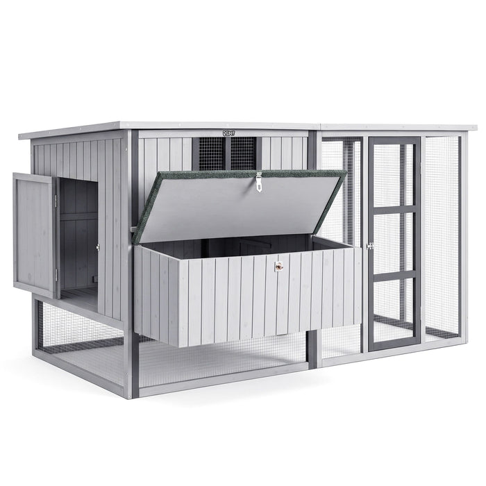 i.Pet Chicken Coop 219cm Rabbit Hutch Poultry Cage Outdoor Enclosure Wood