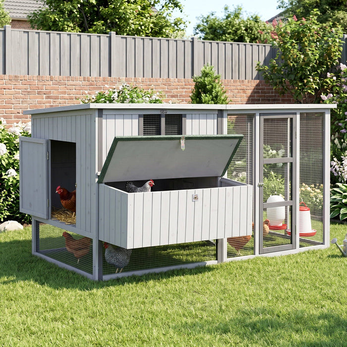 i.Pet Chicken Coop 219cm Rabbit Hutch Poultry Cage Outdoor Enclosure Wood