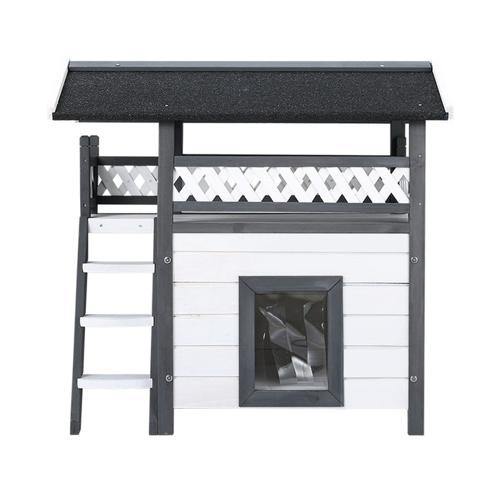 i.Pet Outdoor Cat House Shelter 77cm x 50cm x 73cm Rabbit Hutch Wooden Condo Small Outdoor Cat House