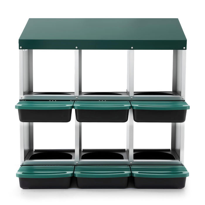 i.Pet Chicken Nesting Box Roll Away Metal Nesting Box Wall Mounted 6 Holes Green