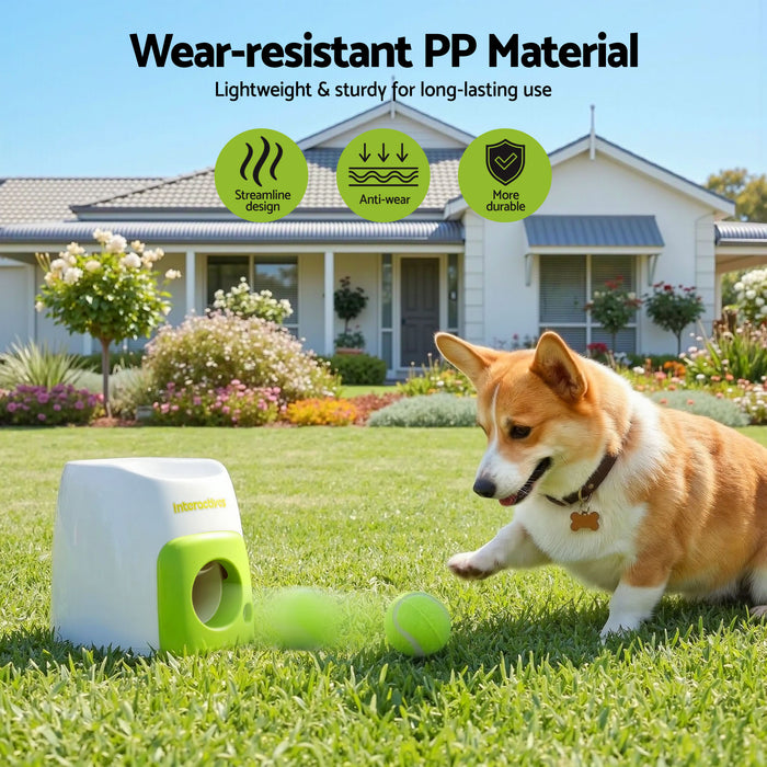 i.Pet 2-in-1 Dog Ball Launcher & Treat Dispenser with 2 Balls Green