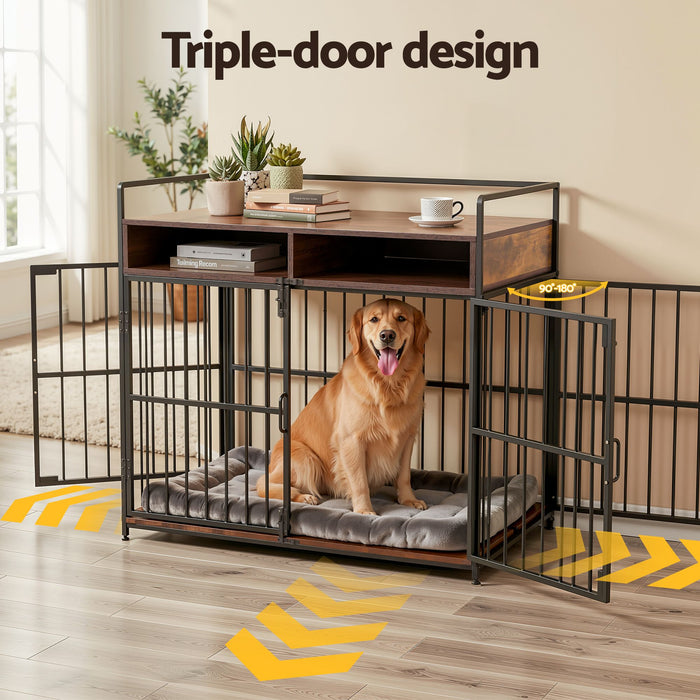 i.Pet 2-in-1 Wooden Dog Crate 104cm Pet Cage Furniture End Table Storage Black